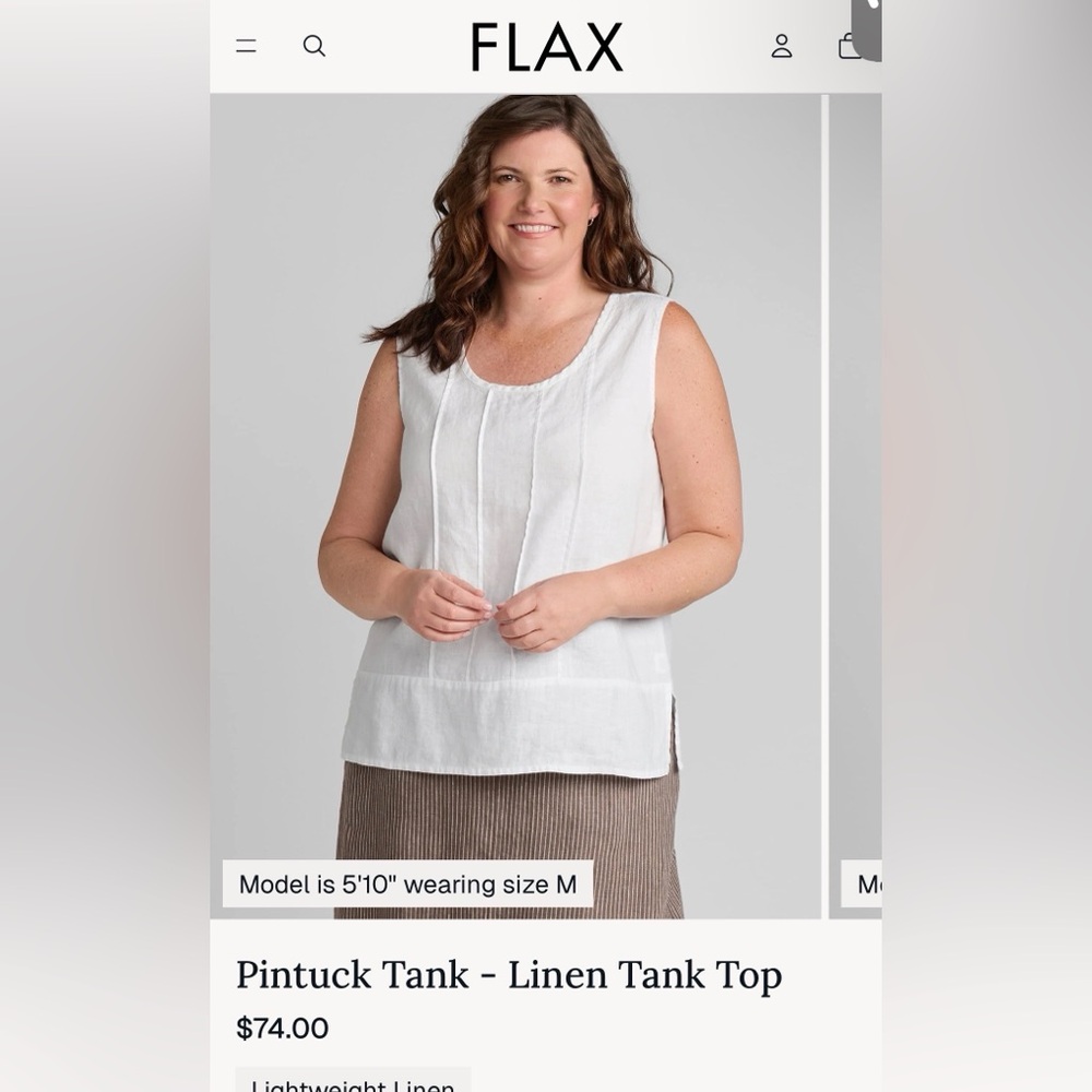 Flax Pintuck Tank linen top - Picture 2 of 4